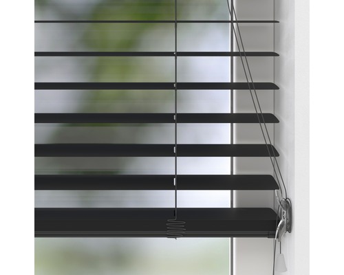 Svart persienn vid fönstret