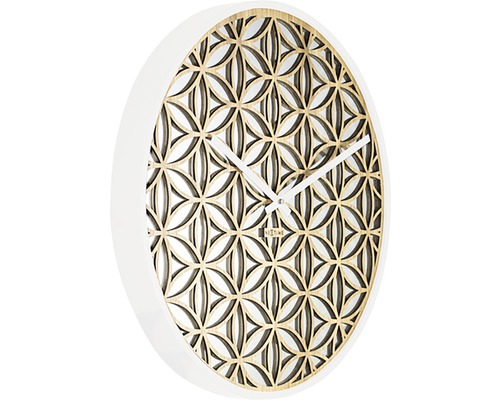 Väggklocka med blommönster av trä