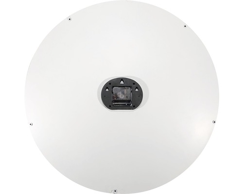 Baksidan av en rund väggklocka med urverk