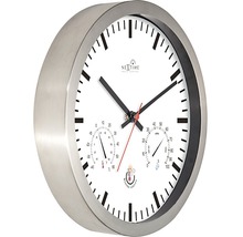 Väggklocka med integrerad termometer och hygrometer
