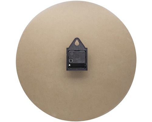 Baksidan av en rund väggklocka med upphängning