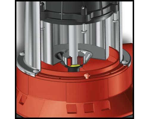 Detaljvy av en dränkbar pump med tvärsnitt