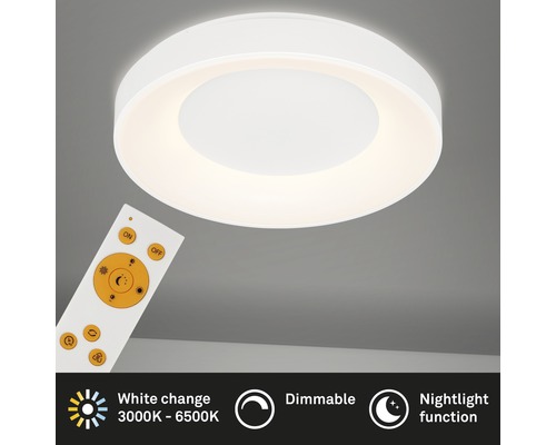 Vit taklampa med fjärrkontroll för att justera ljusstyrka och färgtemperatur