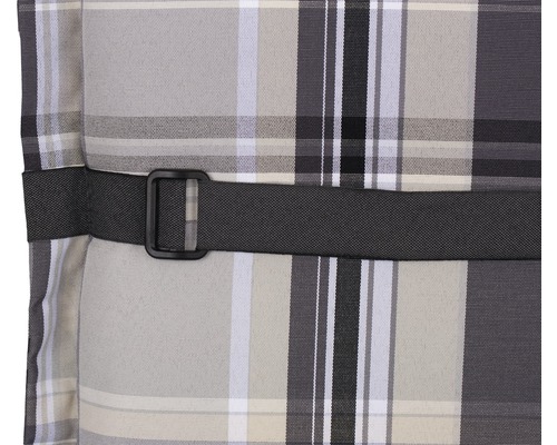 Vadderad trädgårdsstolsdyna med rutmönster och fästband