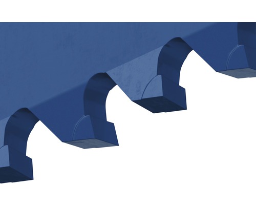 Detaljvy av en blå tandrem.