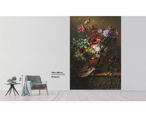 Fibertapet med blomstermotiv, 194 x 280 cm