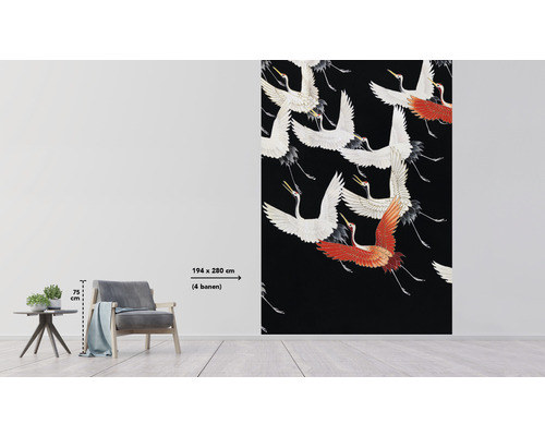 Fototapet med tranamönster i ett rum