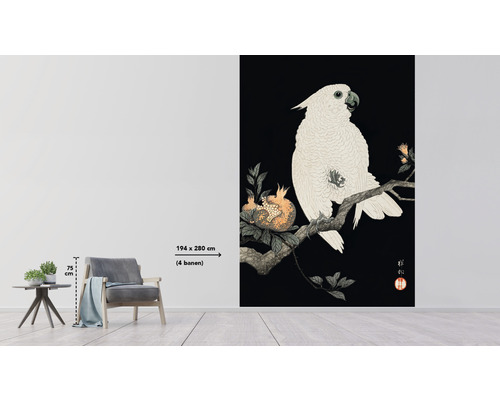 Non-woven tapet med fågelmotiv, mått 194 x 280 cm