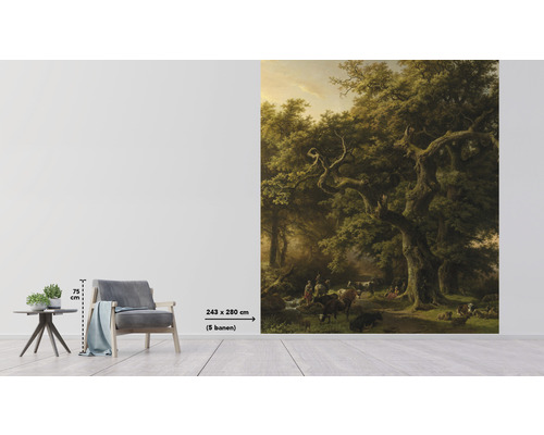 Väggmålning med en scen från en skog, storlek 243 gånger 280 centimeter
