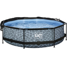 Rund EXIT-pool med stenmönster och svart ram