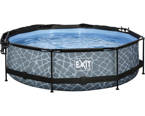 Pool EXIT StonePool Ø300x76cm inkl. filterpump & soltak stenutseende Pool EXIT StonePool Ø300x76cm inkl. filterpump & soltak stenutseende