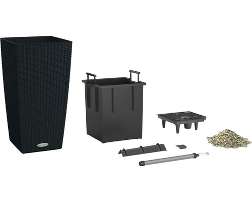 Komplett blomkruka med insats, bevattningsset, vattennivåindikator och växtgranulat