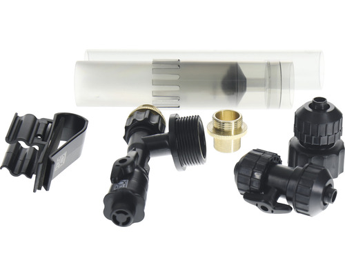 Tillbehörssats för trädgårdsslang med transparent rör, T-koppling, slangstycke och hållare