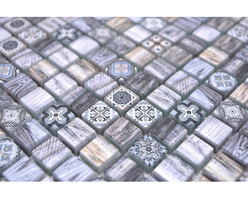 Mosaikplattor med mönster och träutseende