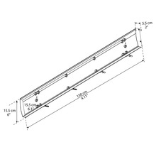 Teknisk ritning av en 150 cm lång installationsprofil