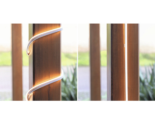 LED-remsa på en trästolpe