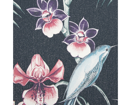 Tapet med blom- och fågelmönster