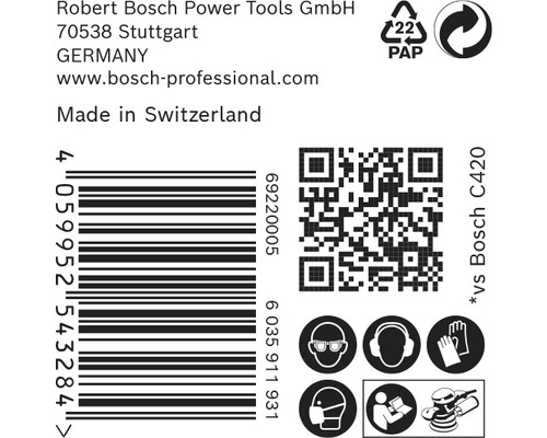 Robert Bosch Power Tools GmbH information, streckkod, QR-kod och säkerhetsanvisningar