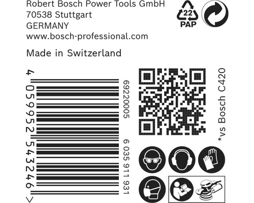 Information om Robert Bosch Power Tools GmbH, streckkod, QR-kod och säkerhetsanvisningar