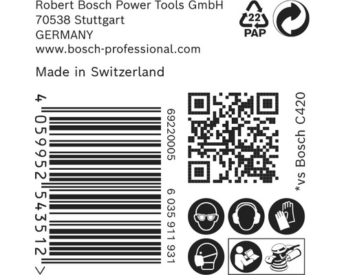 Information om Robert Bosch Power Tools, streckkod, QR-kod och säkerhetsåtgärder