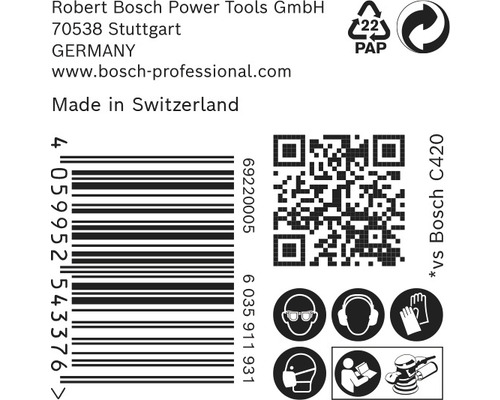 Information om Robert Bosch Power Tools, streckkod, QR-kod och säkerhetsinstruktioner