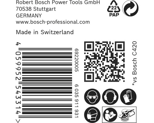 Produktförpackning med information om tillverkare, streckkod, QR-kod och säkerhetsåtgärder