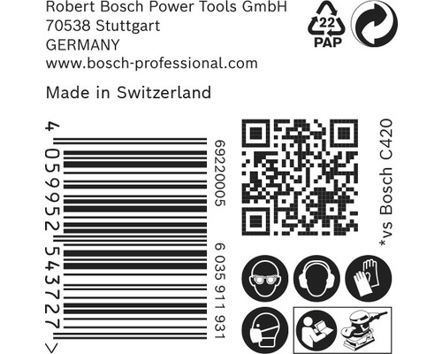 Företagsinformation Robert Bosch Power Tools GmbH, streckkod och säkerhetsanvisningar
