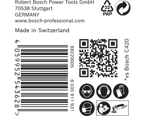 Information om Robert Bosch Power Tools GmbH, streckkod, QR-kod och säkerhetsinstruktioner