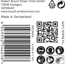 Information om Robert Bosch Power Tools GmbH, streckkod, QR-kod och säkerhetsanvisningar.