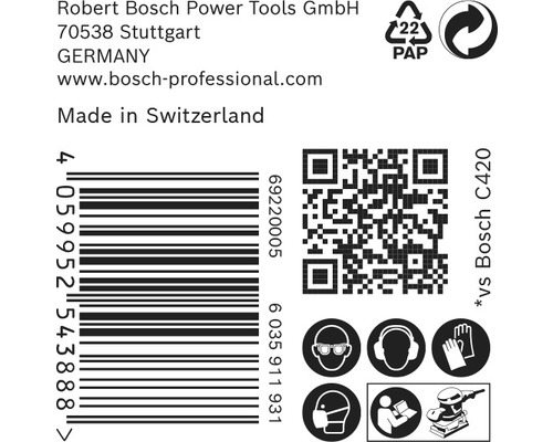 Information om Robert Bosch Power Tools GmbH, streckkod, QR-kod och säkerhetsanvisningar