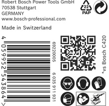 Bosch företagsinformation, streckkod, QR-kod och säkerhetsinstruktioner