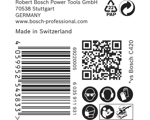 Information om Robert Bosch Power Tools GmbH, streckkod, QR-kod och säkerhetsanvisningar