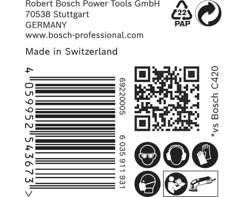 Information om Robert Bosch Power Tools GmbH, streckkod och säkerhetsinstruktioner