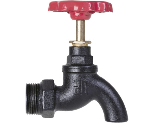 Vattenkran med rött handtag