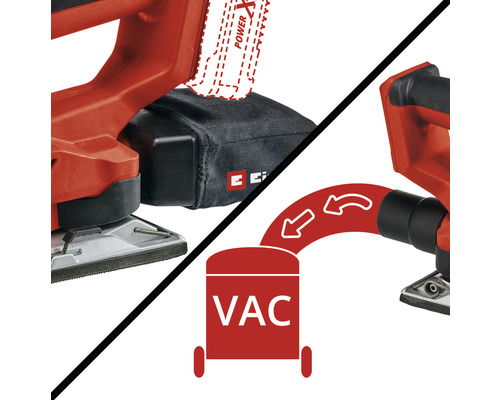 Einhell logotyp och dammsugaranslutningssymbol för slipmaskiner