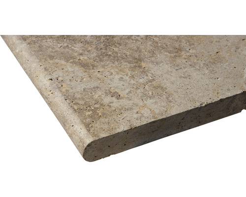 Travertinplatta med rundad kant