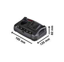 Bosch Professional GAL 18V-90 batteriladdare med måtten 195 mm x 125 mm x 82 mm