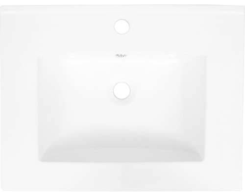 Tvättställ i keramik med kranhål och bräddavlopp