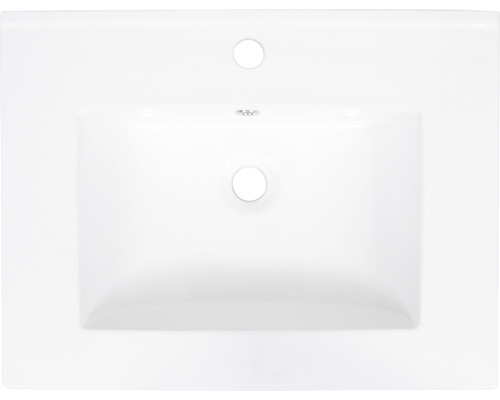 Tvättställ i keramik med kranhål och överlopp