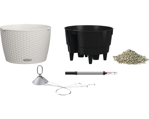 Blomkruka, växtinsats, lecakulor, nivåindikator och bevattningssystem