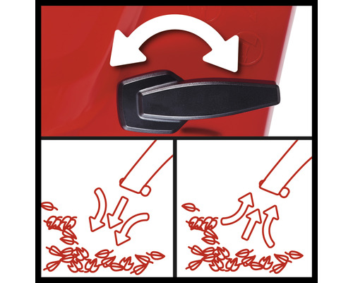 Symbolisk representation av en omkopplare för sug- och blåsfunktion på en lövsug