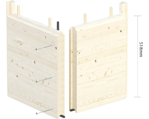 Timmerpanel i trä med en höjd på 518 millimeter