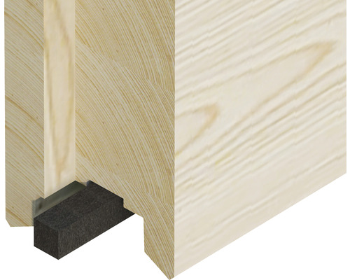 Detaljvy av en träkonstruktion med isoleringsmaterial