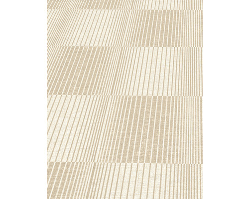 Beige golvbeläggning med randigt mönster.