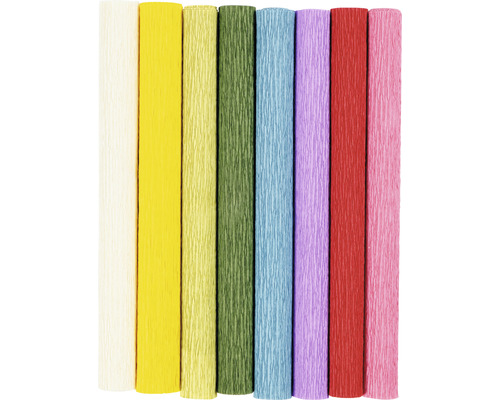 Kräppapper CREATIV COMPANY standardfärger 25x60cm 8 blad Olika rullar crêpepapper
