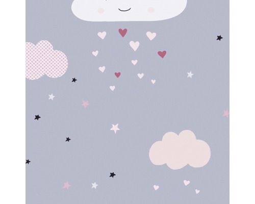 Illustration med moln, hjärtan och stjärnor