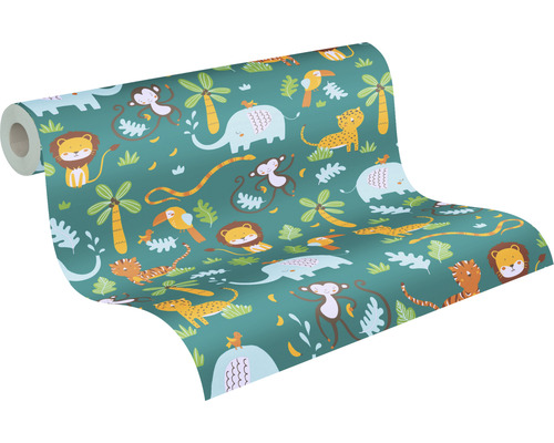 Tapetrulle med djungeldjursmotiv