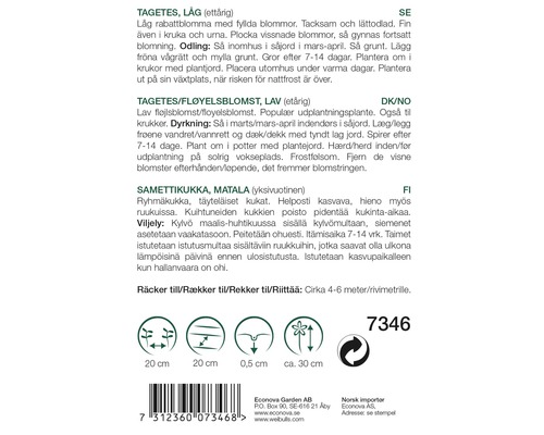 Information om sådd av tagetes
