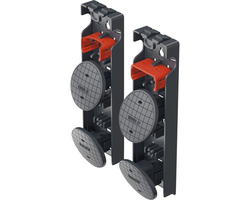 Två soptunnefästen för väggmontering