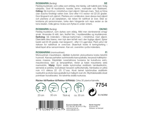 Information om rosmarinväxten med odlings- och skötseltips